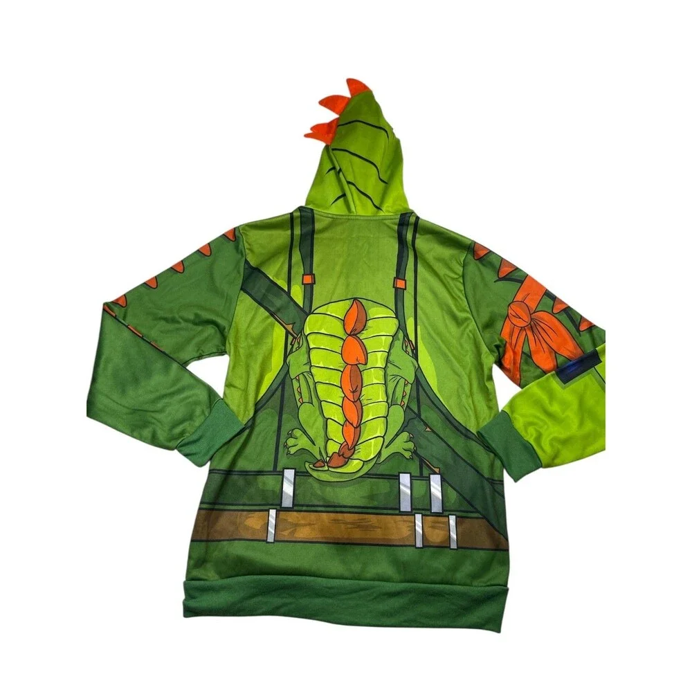 Fortnite Rex Costume Jacket Boys 2XL Green Lined‎ Hooded Long Sleeve Full Zip